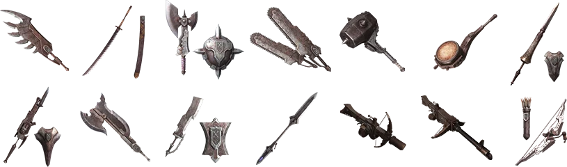 Image of all the weapons